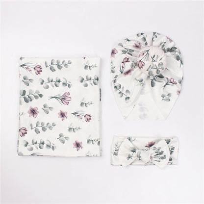 Retro Floral Baby Swaddle Set