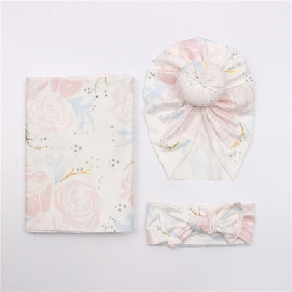 Retro Floral Baby Swaddle Set