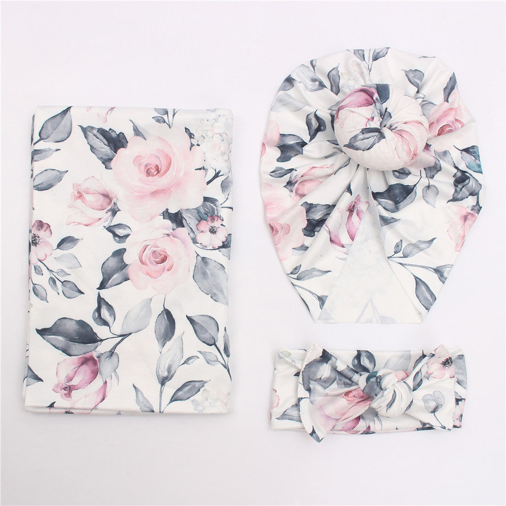 Retro Floral Baby Swaddle Set
