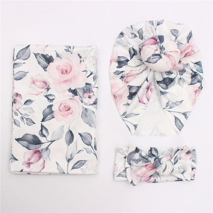 Retro Floral Baby Swaddle Set